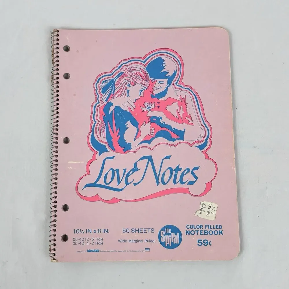 Vintage 1970s Westab Mead Love Notes Spiral Notebook Lot Color Filled Paper Rare